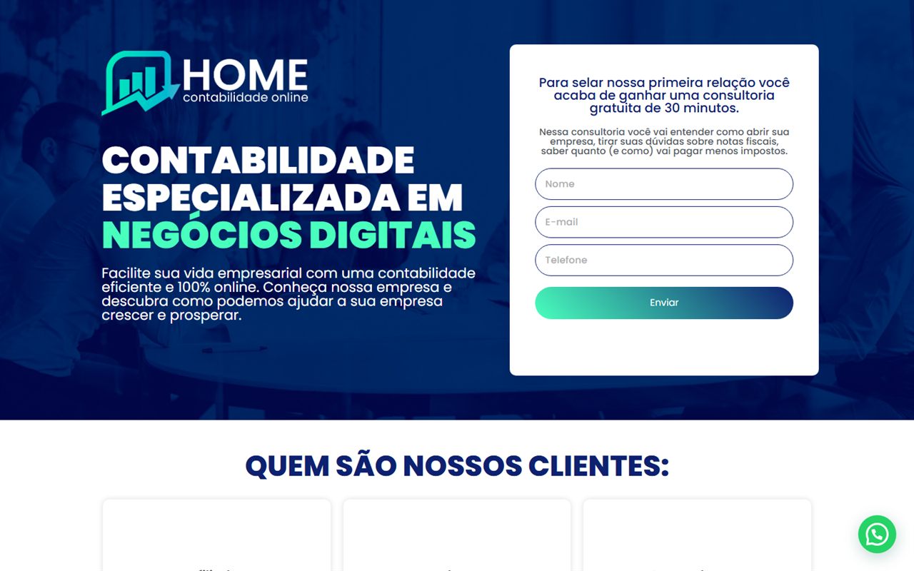 Site Home Contabilidade — Landing page desenvolvido pela Wire Digital