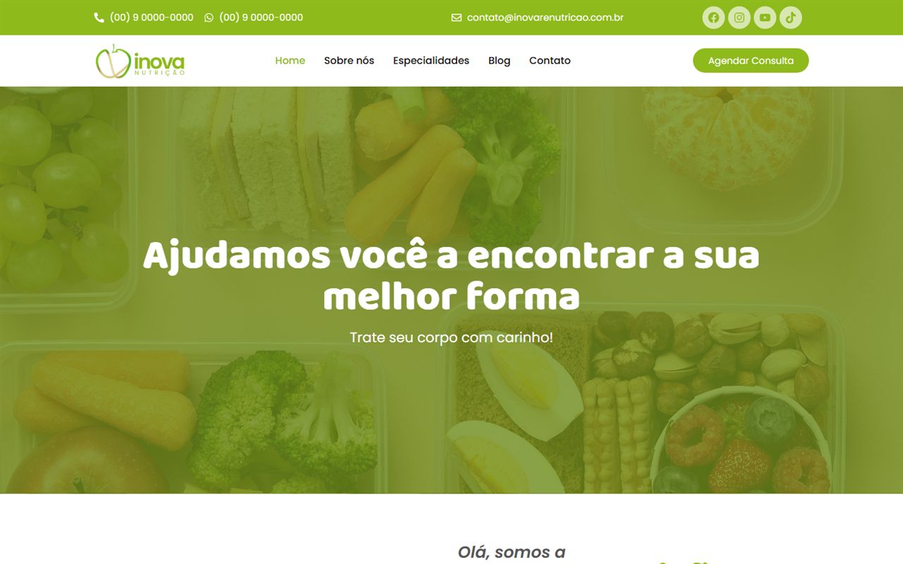 Site Inova Nutrição — Site institucional desenvolvido pela Wire Digital