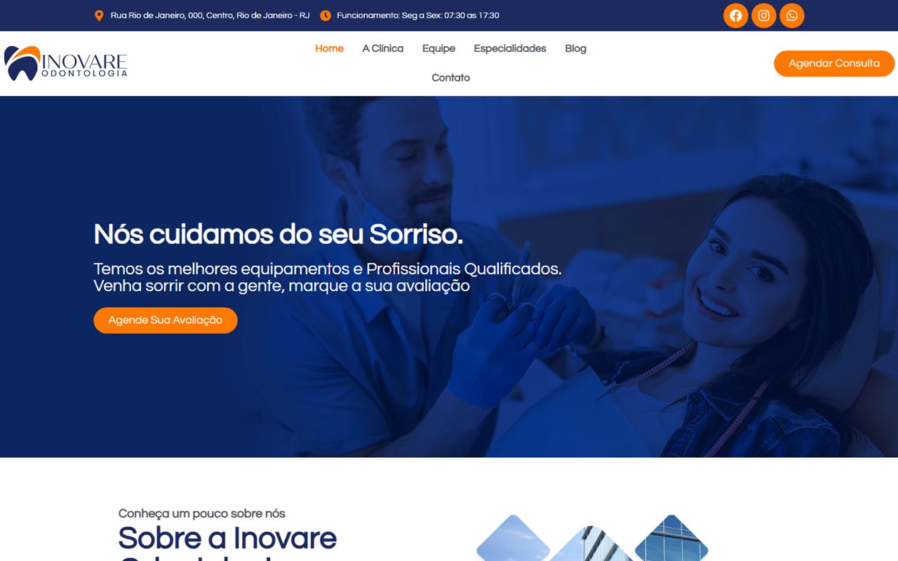 Site Inovare Odontologia — Site institucional desenvolvido pela Wire Digital