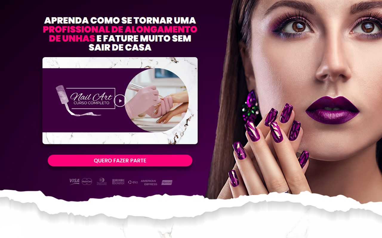 Site Nail Art — Curso Completo — Landing page desenvolvido pela Wire Digital