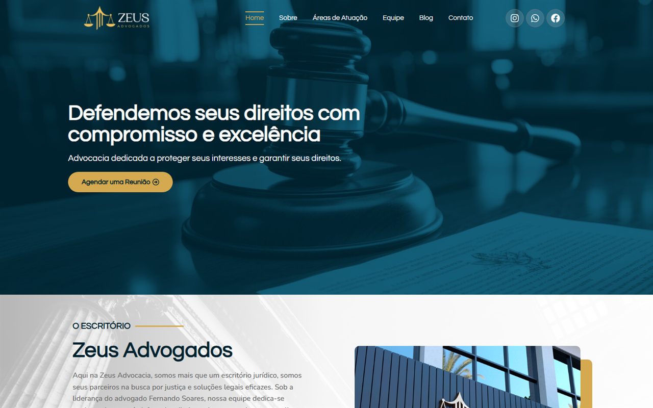 Site Zeus Advogados — Site institucional desenvolvido pela Wire Digital